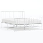 vidaXL Cadre de lit métal sans matelas et pied de lit blanc 120x200 cm