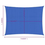 vidaXL Voile d'ombrage 160 g/m² rectangulaire bleu 4x5 m PEHD