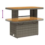 vidaXL Table de jardin gris 90x55x71cm Résine tressée et bois d'acacia