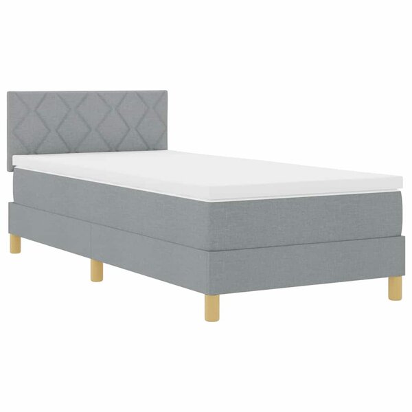 vidaXL Lit boxspring avec matelas Gris clair 90 x 200 cm tissu