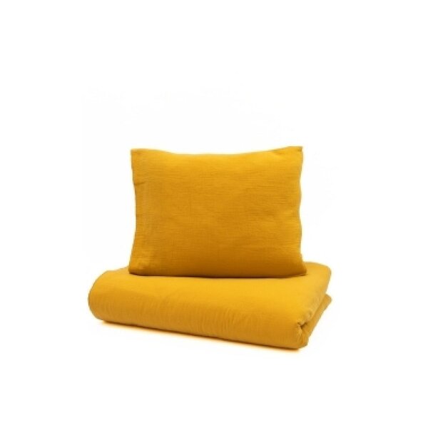 YappyMuslin - Parure de lit 150x200 cm et 50x60 cm - Moutarde