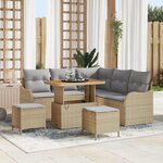 vidaXL Ensemble de canapé de jardin 8 Pièces Beige  Gris clair