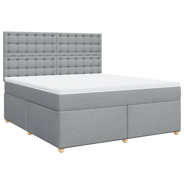 vidaXL Sommier à lattes de lit avec matelas Gris clair 180x200cm Tissu