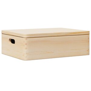 vidaXL Boîte en bois avec couvercle et poignées bois de pin massif