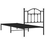 vidaXL Cadre de lit métal avec tête de lit noir 90x200 cm