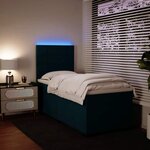 vidaXL Sommier à lattes de lit avec matelas bleu 80x200 cm velours