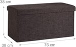 Tabouret banquette pouf de rangement pliant coffre repose-pieds 76 cm lin marron 13_0002337_5