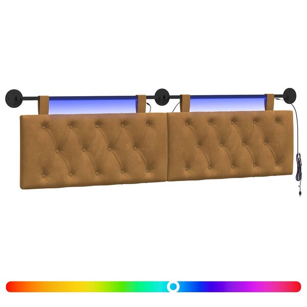 vidaXL Tête de lit suspendue Marron Velours