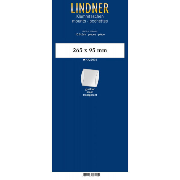 Bandes double soudure 265 x 95 mm pour blocs  carnets de timbres. Fond - Transparent