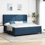 vidaXL Lit à ressorts avec matelas Bleu 200 x 200 cm tissu
