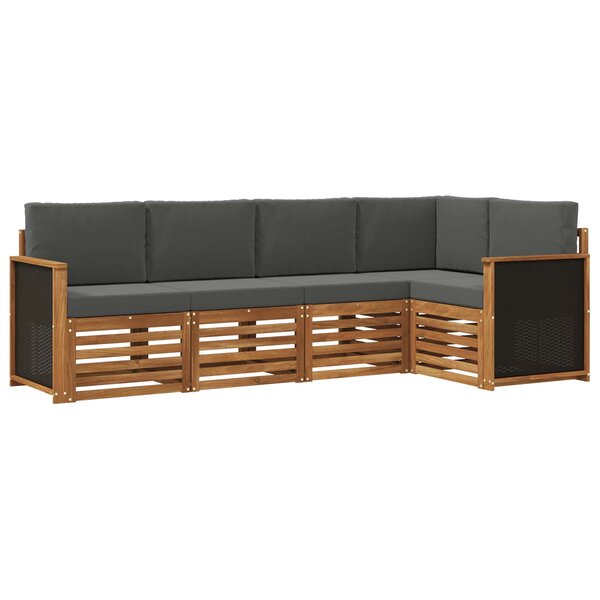 vidaXL Ensemble de canapés d'extérieur 4 pc Naturel et Anthracite