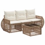 vidaXL Ensemble de canapé de jardin 4 Pièces Beige et blanc crème