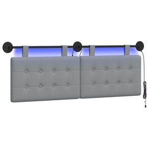 vidaXL Tête de lit suspendue Avec lumière LED Gris clair Tissu