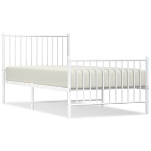 vidaXL Cadre de lit métal sans matelas avec pied de lit blanc 90x190cm