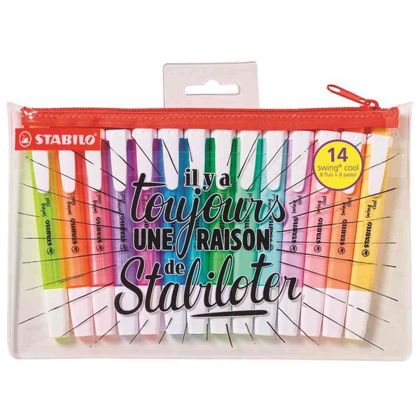 Surligneur swing cool  trousse de 14 STABILO