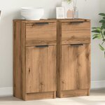 vidaXL Buffets 2 Pièces chêne artisanal 30x30x70 cm bois d'ingénierie