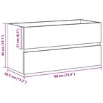 vidaXL Meuble Sous Lavabo avec tiroir Chêne noir 90 x 38.5 x 45 cm