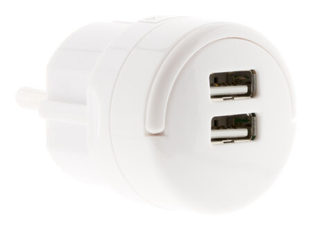 Adaptateur 2x USB 2 1A avec anneau d'extraction Blanc