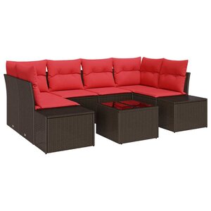 vidaXL Ensemble de canapé de jardin 7 Pièces Beige Rouge 55 x 55 x 37 cm