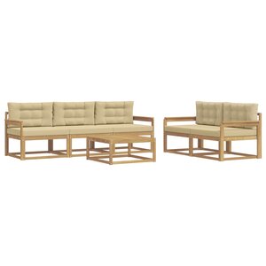 vidaXL Ensemble de canapés d'extérieur 6 Pièces Blanc et Beige