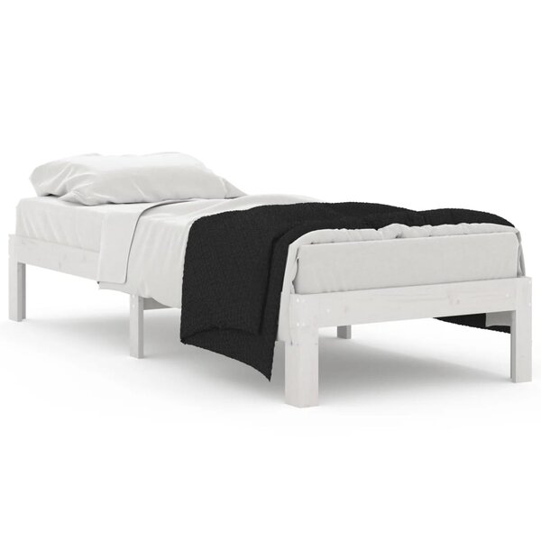 vidaXL Cadre de lit Blanc Bois massif 75x190 cm Petit simple