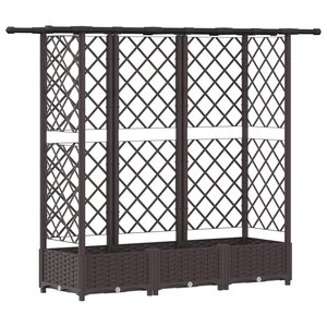 vidaXL Lit Élevé avec Treillis et Toit Marron 164 x 40 x 123 cm PP