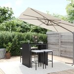 vidaXL Ensemble de bar de jardin 5 Pièces avec coussins noir poly rotin