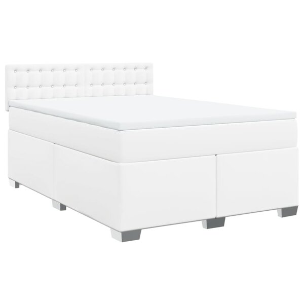 vidaXL Sommier à lattes de lit avec matelas Blanc 140x200cm Similicuir