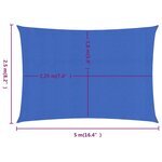 vidaXL Voile d'ombrage 160 g/m² rectangulaire bleu 2 5x5 m PEHD