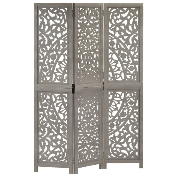 vidaXL Cloison de séparation 3 panneaux Gris 120x165 cm Bois manguier