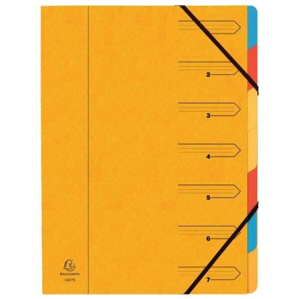 Trieur agrafé avec élastiques 7 compartiments Jaune EXACOMPTA