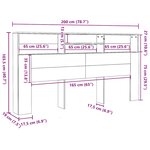 vidaXL Armoire de tête de lit Gris béton 200x19x103 5 cm