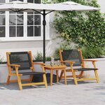 vidaXL Chaises de jardin avec table 3 Pièces Noir Bois d'Acacia Massif