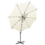 vidaXL Parasol déporté avec mât et lumières LED Sable 300 cm