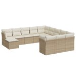 vidaXL Salon de jardin avec coussins 12 Pièces beige résine tressée