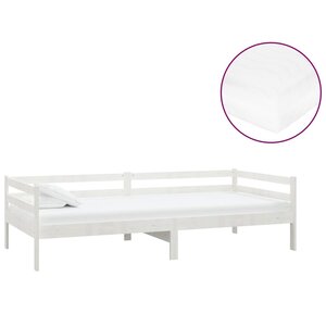 vidaXL Lit de repos avec matelas 90x200 cm Blanc Bois de pin massif