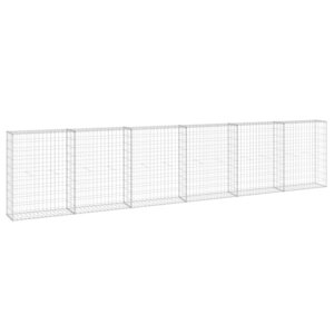 vidaXL Mur en gabion avec couvercles Acier galvanisé 300x30x100 cm