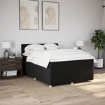 vidaXL Sommier à lattes de lit avec matelas Noir 140x190 cm Tissu