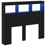 vidaXL Cabinet de Tête de Lit avec LED Chêne noir 122 x 17 x 102 cm