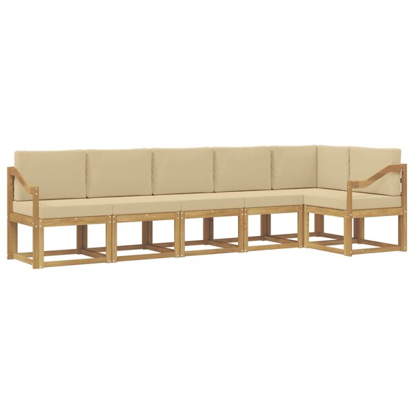 vidaXL Ensemble de canapés d'extérieur 6 pc Blanc et Beige Polyester