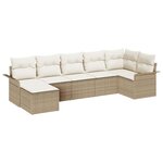 vidaXL Ensemble de canapé de jardin 7 Pièces Beige Poly rotin