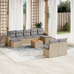 vidaXL Salon de jardin avec coussins 10 Pièces beige résine tressée
