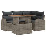 vidaXL Ensemble de Canapés de Jardin 5 Pièces avec Coussins en Rotin Poli Gris