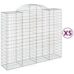 vidaXL Paniers à gabions arqués 5 Pièces 200x50x160/180 cm Fer galvanisé