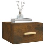 vidaXL Table de chevet murale chêne fumé 35x35x20 cm