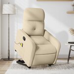 vidaXL Fauteuil inclinable de massage Crème Tissu