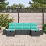 vidaXL Ensemble de canapé de jardin 6 Pièces Noir Poly rotin