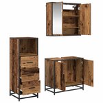 vidaXL Ensemble de mobilier de salle de bain 3 Pièces Bois Ancien