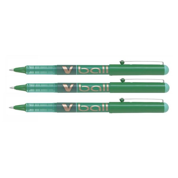 Stylo Roller Encre Liquide V-BALL 10 Pointe Large Vert x 3 PILOT