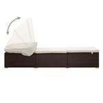vidaXL Chaise longue avec auvent et coussin résine tressée marron